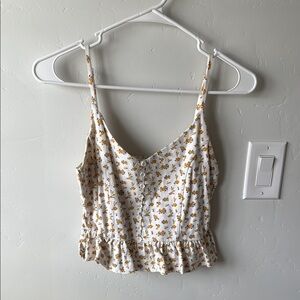 Forever 21 Cream Tan Ruffled Crop Camisole